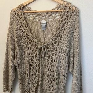 SOLD - Chico’s tie front crochet cardigan